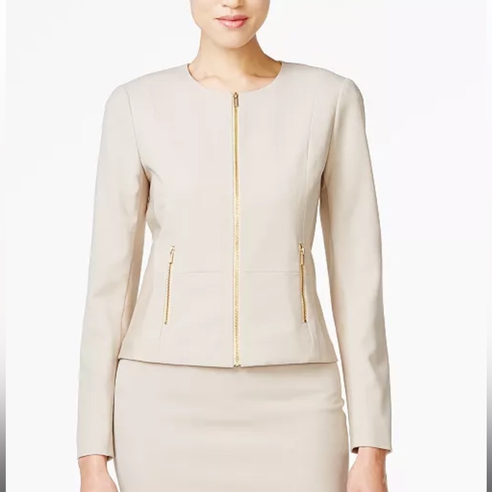 Calvin Klein Fit Solutions Zip-Front Side-Panel Jacket in Cream